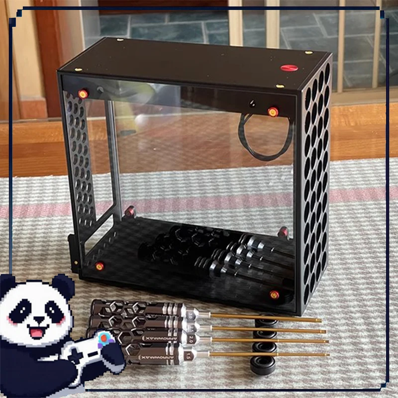 Custodia Itx Materiale in lega di alluminio Alimentatore CC Atx Custodia portatile Pci a mezza altezza Custodia per host desktop da gioco per ufficio mobile