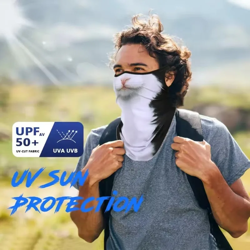 1pc 3D Katze Hund Niedlichen Tier Balaclava Motorrad Hut Sommer eis Seide Atmungsaktive Bandana Radfahren Laufen Gesicht Maske Abdeckung schal Image