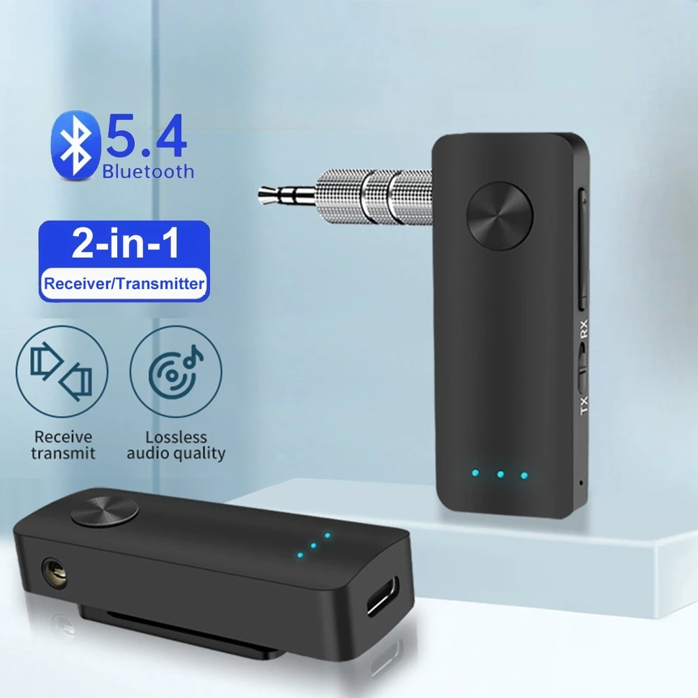Bluetooth 5.4 Audio Receiver Sender Stereo Musik Hansfree Anruf 3,5mm AUX Jack USB Dongle Wireless Adapter Für TV PC Car Kit Image