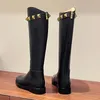 Gold Metall Nieten Dekoration Matte Leder Stiefel Sexy Runde Kappe Quadratische Ferse Neuheiten Mode Frauen Moderne Stiefel