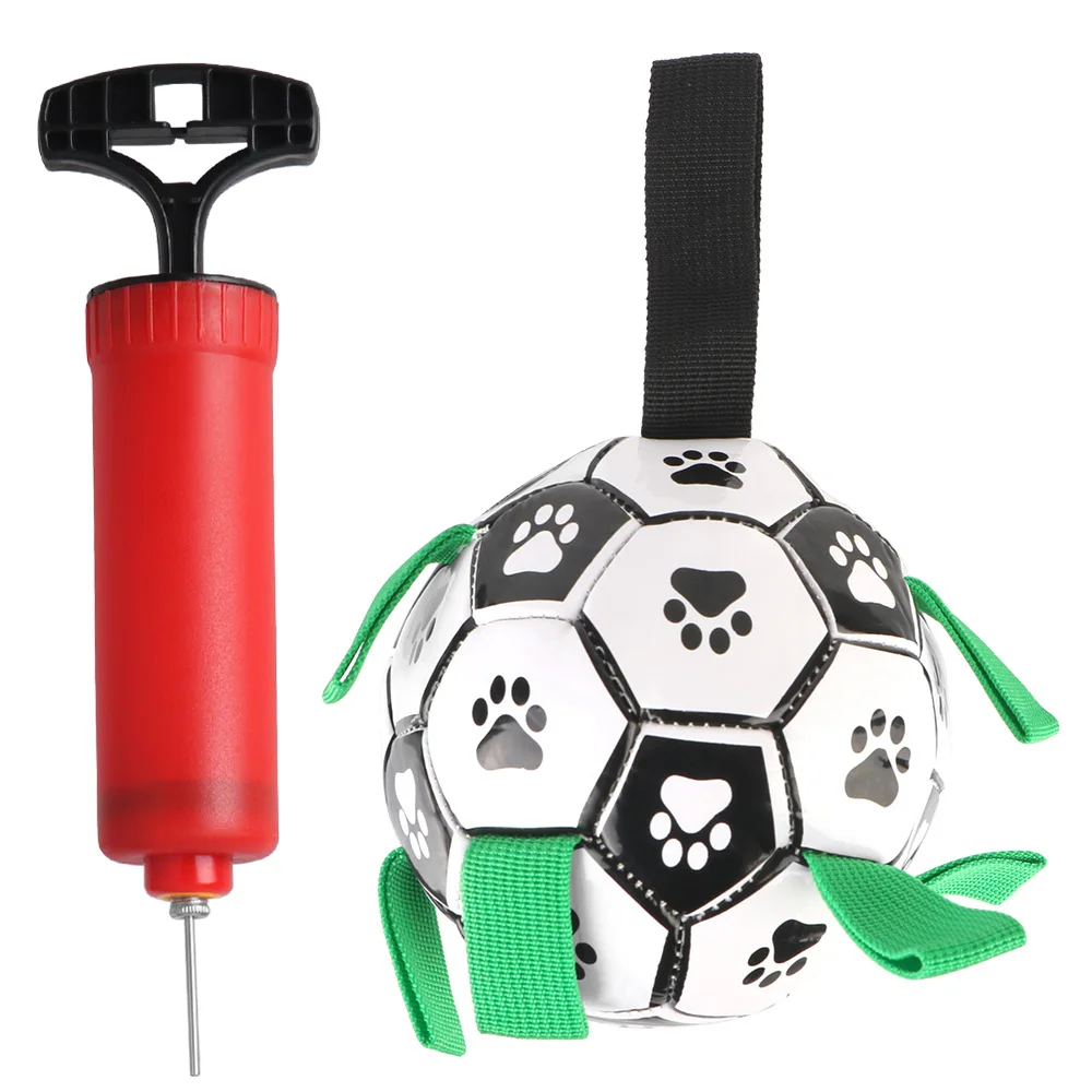 Hund Biss Kauen Bälle Haustiere Zubehör Mit Haltelaschen Interaktive Haustier Fußball Spielzeug Welpen Outdoor Training Fußball 15 cm Image