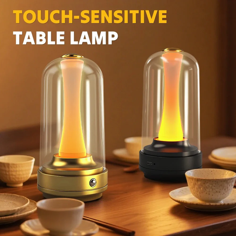 Nachtlicht Dimmbare Nachtlampe LED Wiederaufladbare Leuchte Touch-Glas-Lampenschirm Stimmungslicht für Zuhause Nachttisch Café