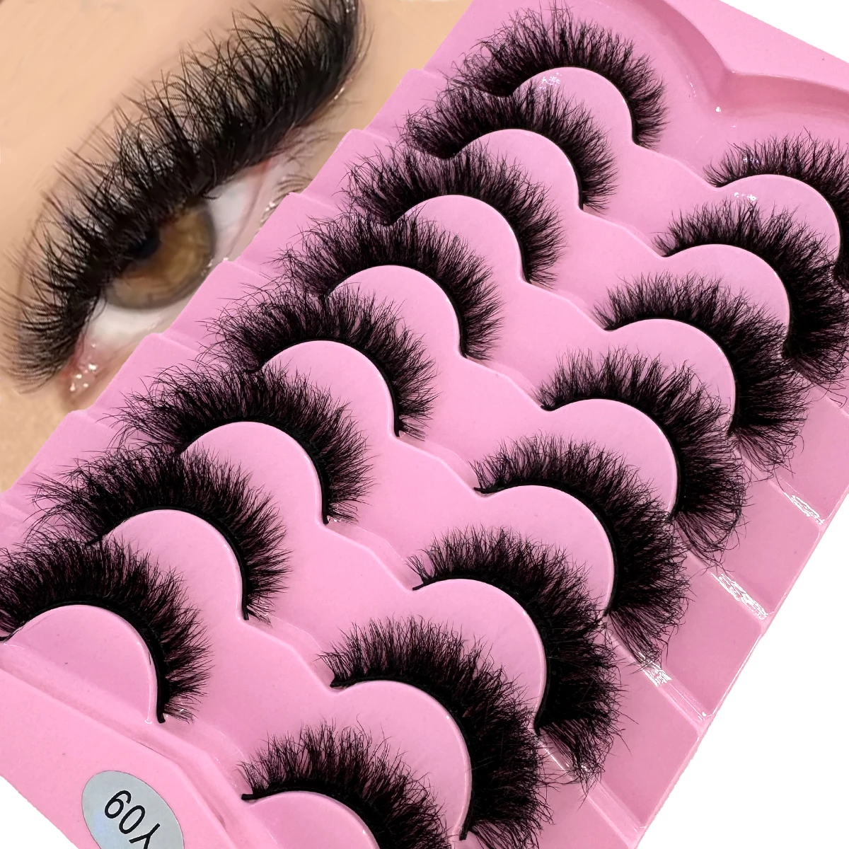 Neue 8 Paar Katzenaugen-Wimpern, flauschige künstliche Nerz-Wimpern, 8D-Wimpern, dramatische, lange, dicke Volumen-Wimpern, falsche Wimpern Image