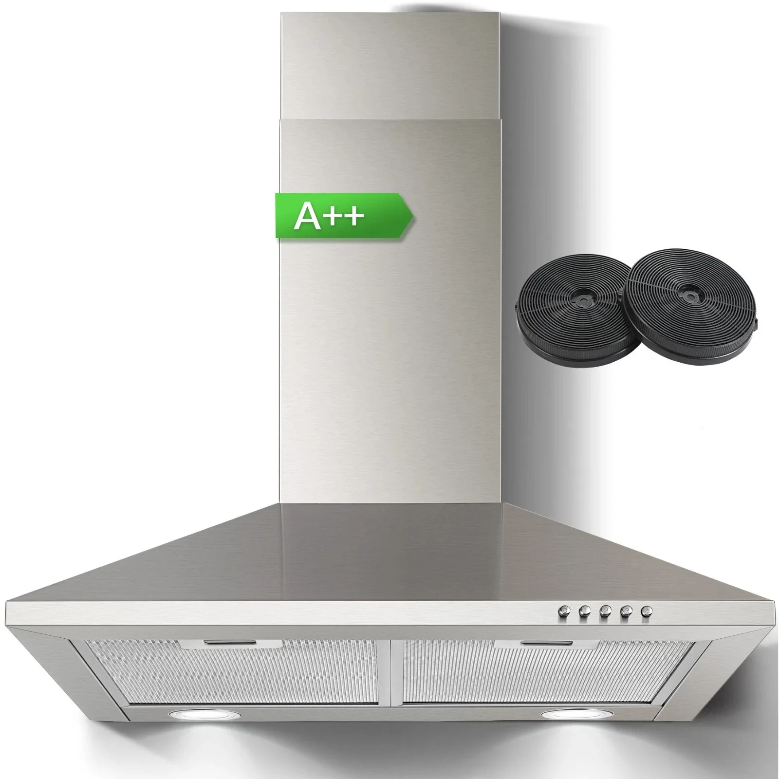 SNDOAS 60 cm Edelstahl-Wandmontage, Duted/Kanallos, A++ mit Filtern, LED-Licht, 350 m3/h, 3-Gang-Dunstabzugshaube Image