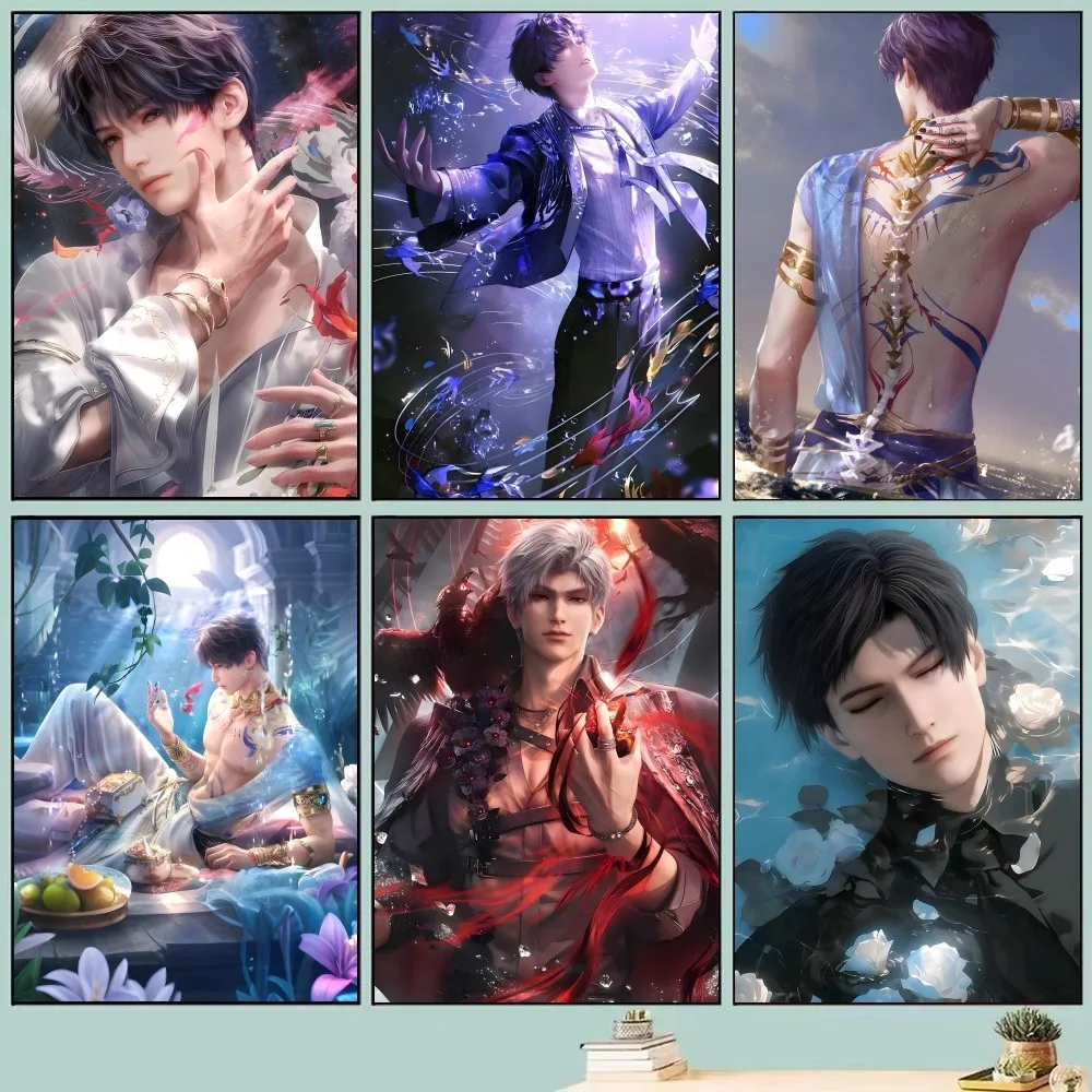 1PC Deep S-Space And L-Love Poster Selbstklebende Kunst Wasserdichter Papieraufkleber Kaffeehaus Bar Zimmer Wanddekoration