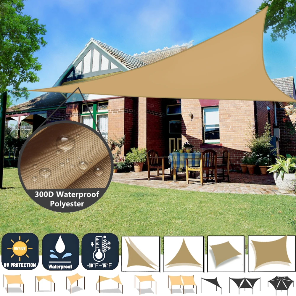 Robustes Sand-Sonnenschutz-Segel, wasserdicht, für den Garten, Sonnenschutz, UV-Schutz, Markise, Baldachin, Bildschirm, gebogene Kante, Stoff, Zelt, Sonnenschutz Image
