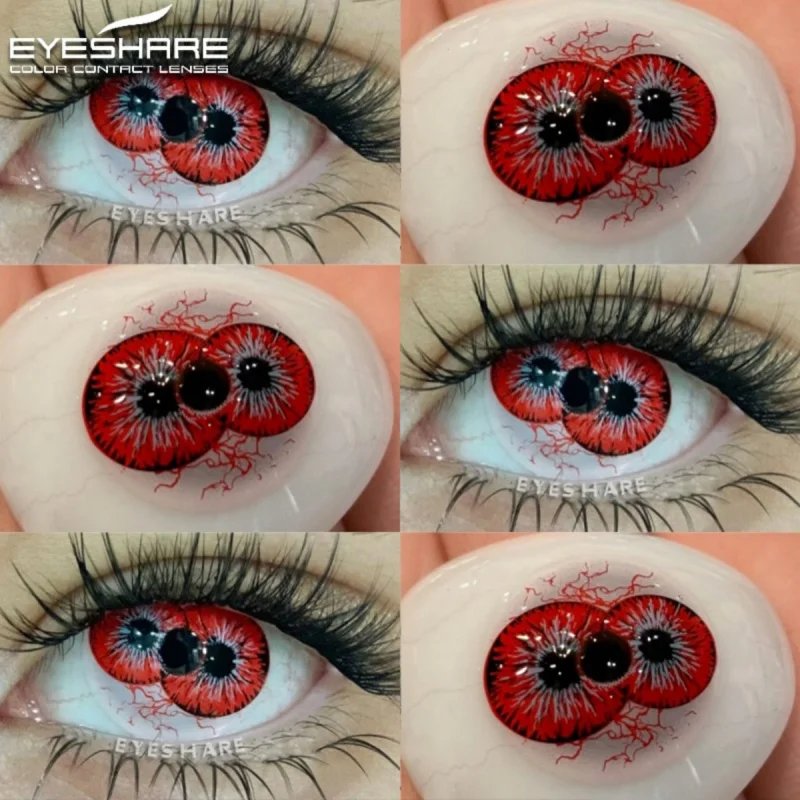 EYESHARE 1 Paar farbige Cosplay-Kontaktlinsen für Augen, Halloween-Linsen, rote Rollenspiel-Linsen, Anime-Schwarz-Weiß-Linsen, jährlich Image