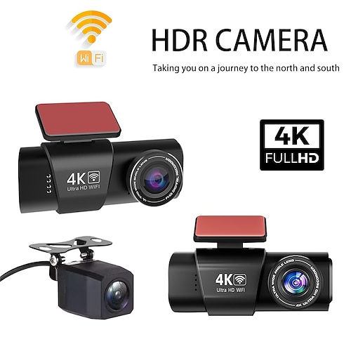 DVR per auto con registrazione automatica full hd 2160p, grandangolo da 170 gradi, CMOS da 1,47 pollici, IPS, con registratore per auto Wi-Fi/visione notturna/sensore G