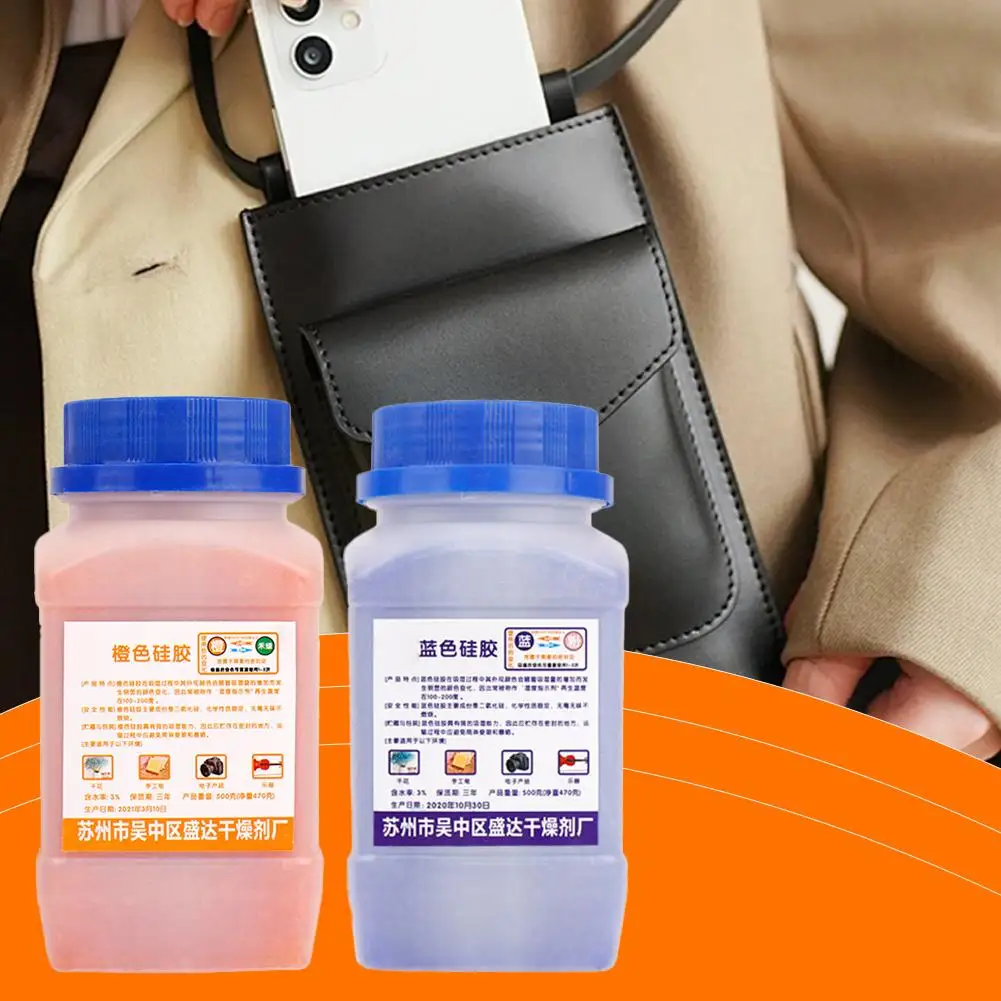 500g Reusable Silica Gel Beads Moisture Absorber Electronic Product Desiccant Dehumidifie Blue/orange Per Box