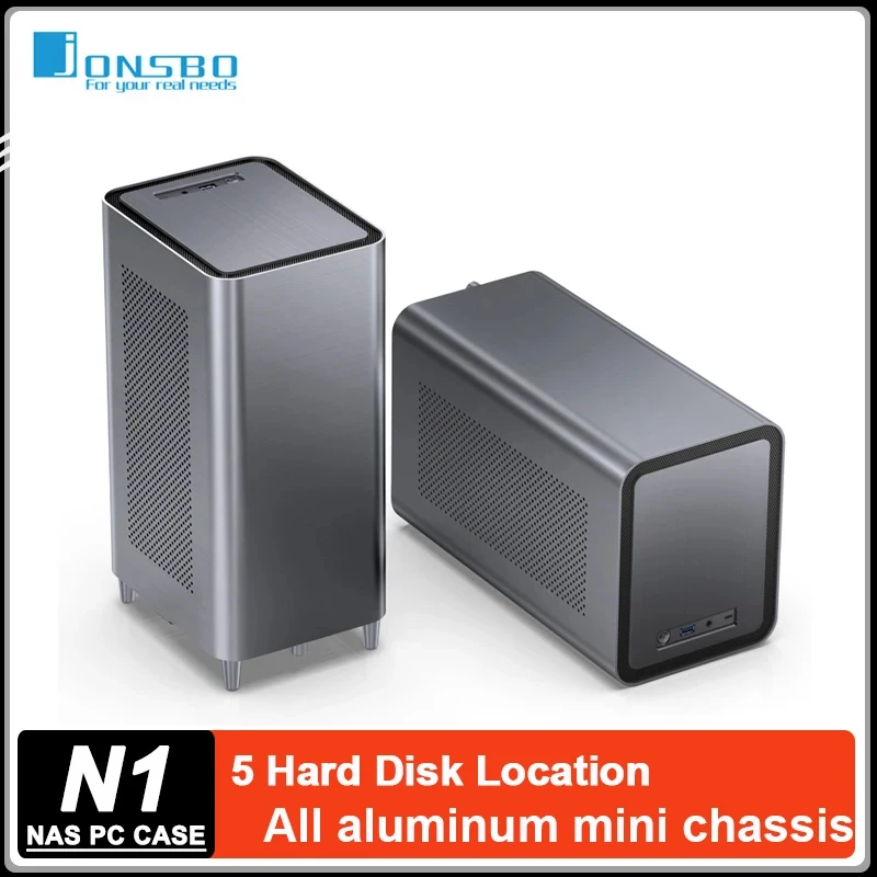 JONSBO N1 petit NAS boîtier de stockage serveur tout-en-un boîtier PC multimédia carte mère ITX 5 localisation de disque dur châssis remplaçable à chaud