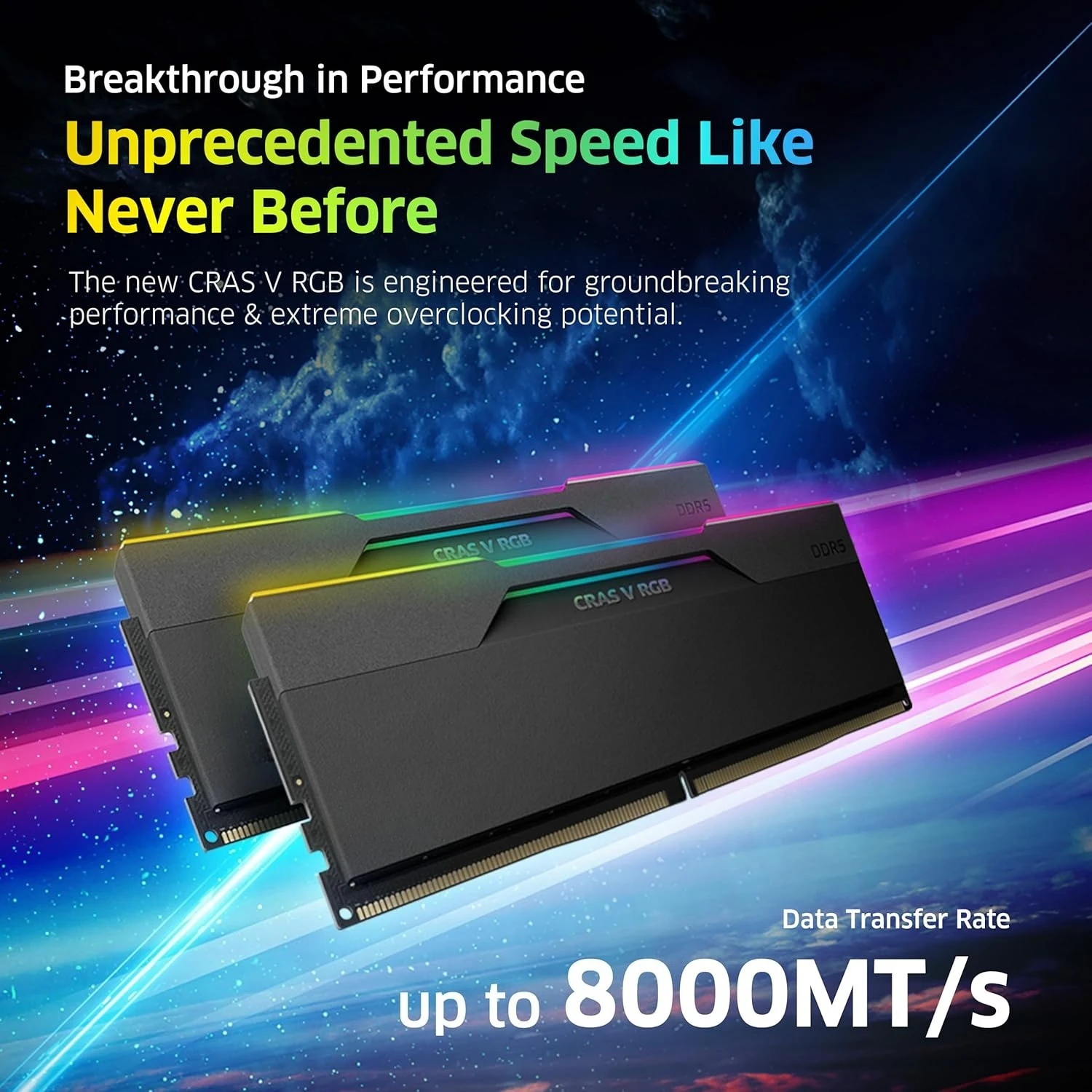 CRAS V RGB DDR5 64GB (2x32GB) 6000MHz CL30 SK Hynix A-Die 1.35V Gaming Desktop Ram Memory XMP 3.0 / AMD Expo Ready - Black·New