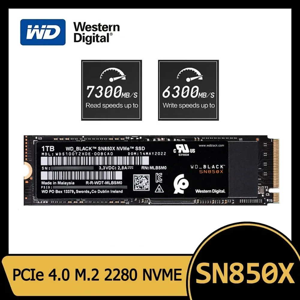 Western Digital WD SN850X SSD 1 to 2 to NVMe Gen4 PCIe M.2 2280 PCIe 4.0X4 lecteur disque SSD interne pour ordinateur portable de bureau PS5