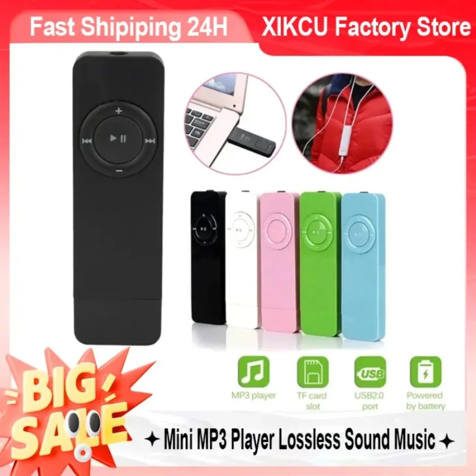 XIKCU NEW Mini MP3 Player USB in-line Card U Disk MP3 Player USB 2.0 Lossless Sound Music Media Player Support Micro TF Card