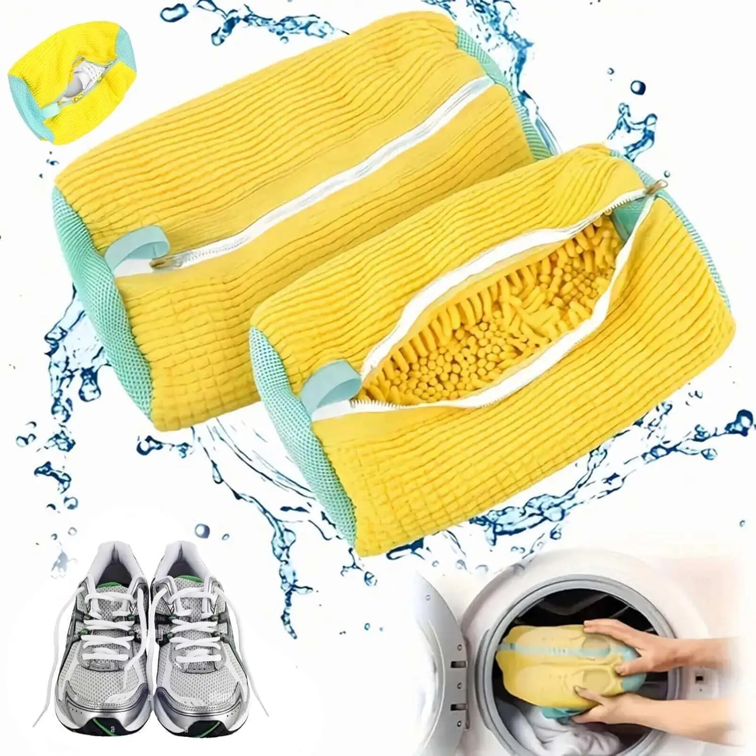 2/1PCS Shoe Washing Bag Washing Machine Laundry Bags with Zipper Closure Shoes Cleaning Bag Shoes Laundry Fluffy Fibers Sneaker