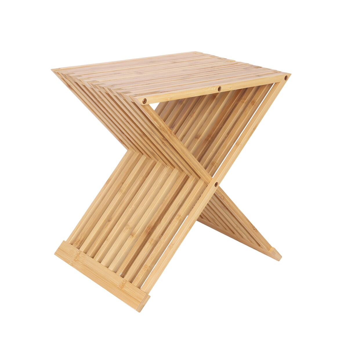 Relaxdays Pflanzenhocker, klappbar, Beistelltisch für Pflanzen, HBT: 44x40x33 cm, Blumenhocker für innen, Bambus, natur Image