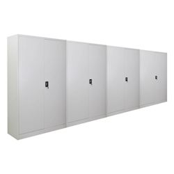 PROREGAL Mega Deal 4x Flügeltürenschrank ELEPHANT Metall Aktenschrank komplett montiert abschließbar 180x120x40cm 4 Ebenen Stahlschrank Lichtgrau Image