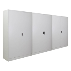 PROREGAL Mega Deal 3x Flügeltürenschrank ELEPHANT Metall Aktenschrank komplett montiert abschließbar 180x120x40cm 4 Ebenen Stahlschrank Lichtgrau Image