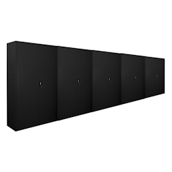 PROREGAL Mega Deal 5x Flügeltürenschrank ELEPHANT Metall Aktenschrank komplett montiert abschließbar 180x120x40cm Stahl 4 Ebenen Stahlschrank Schwarz Image