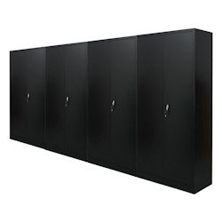 PROREGAL Mega Deal 4x Flügeltürenschrank ELEPHANT Metall Aktenschrank abschließbar 180x80x40cm Stahl 4 Ebenen Stahlschrank Schwarz Image