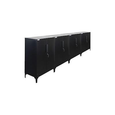 PROREGAL Mega Deal 4x Aktenschrank ELEPHANT abschließbar aus Metall mit Beinen & 80 cm breit 2 Ebenen Schwarz Mehrzweckschrank 90x80x40cm Image