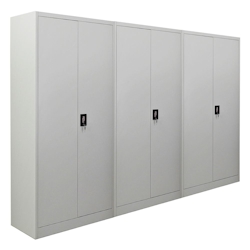 PROREGAL Mega Deal 3x Flügeltürenschrank ELEPHANT Metall Aktenschrank abschließbar 180x80x40cm Stahl 4 Ebenen Stahlschrank Lichtgrau Image
