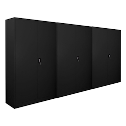PROREGAL Mega Deal 3x Flügeltürenschrank ELEPHANT Metall Aktenschrank komplett montiert abschließbar 180x120x40cm Stahl 4 Ebenen Stahlschrank Schwarz Image