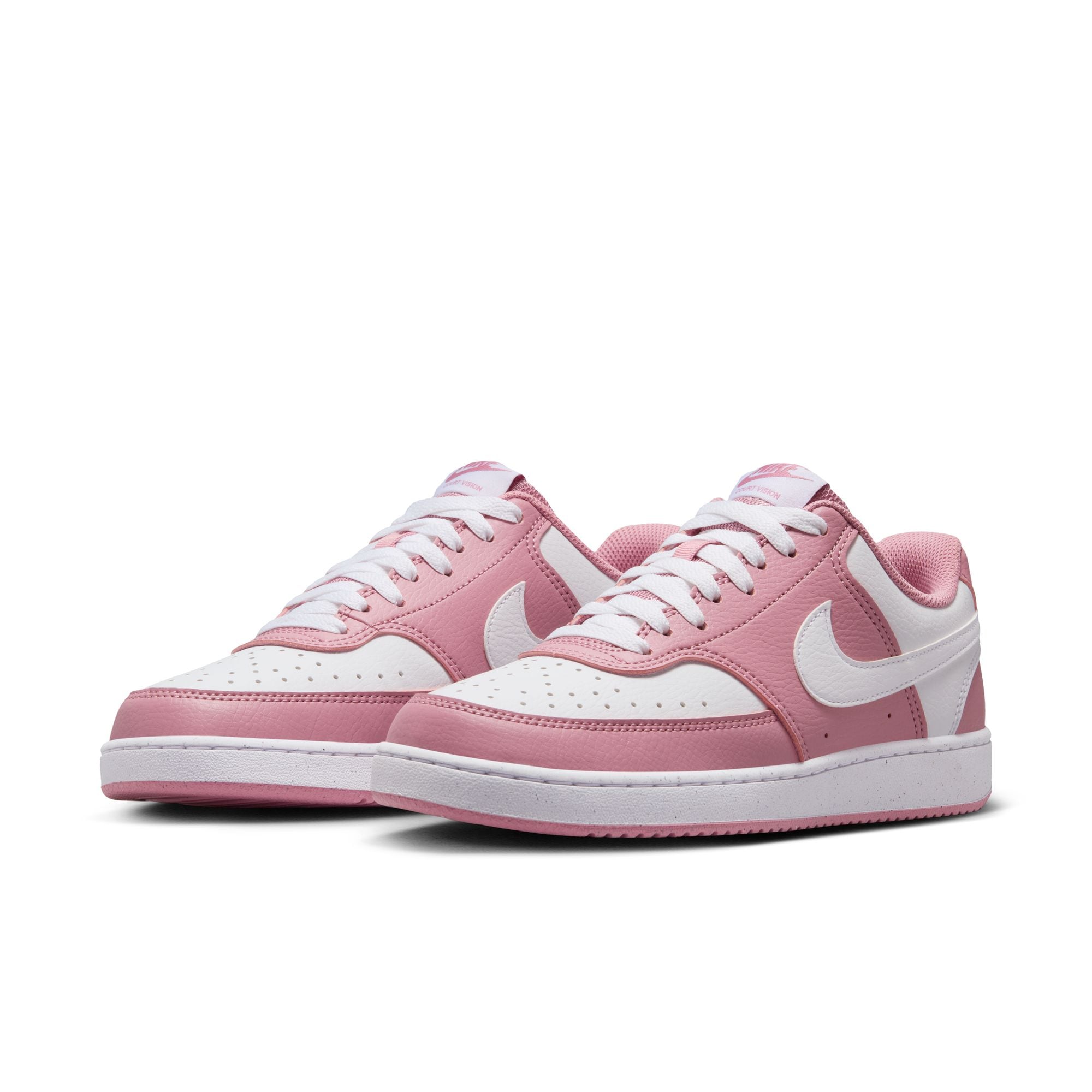 Sneaker NIKE SPORTSWEAR "Court Vision Low Next Nature", Gr. 38, elemental pink, weiß, Synthetik, Schuhe Skaterschuh Sneaker low, Design auf den Spuren des Air Force 1