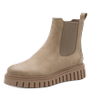 Chelseaboots MARCO TOZZI, Damen, Gr. 41, grau (taupe), Nubuklederimitat, Elastischer Einsatz, used, unifarben, klassisch, Schuhe, Keilsabsatz, Plateau, Stiefelette mit Feel Me-Ausstattung, G-Weite