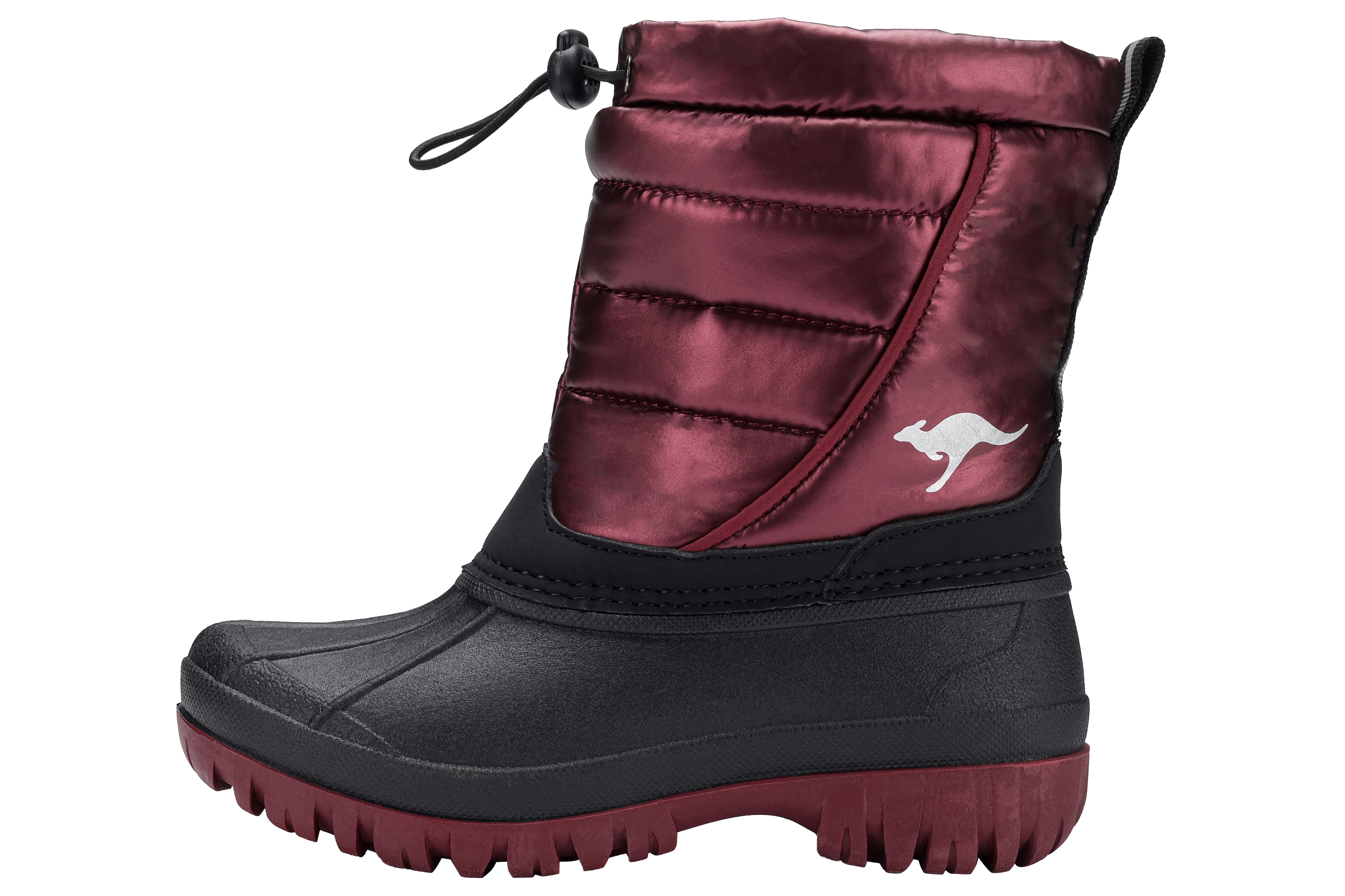 Winterboots KANGAROOS "K-BEN", Kinder, Gr. 34, schwarzberry, metallic, Synthetik, Textil, Schuhe Winterboots, Snowboots, Winterboots, Winterschuhe, wasserabweisend