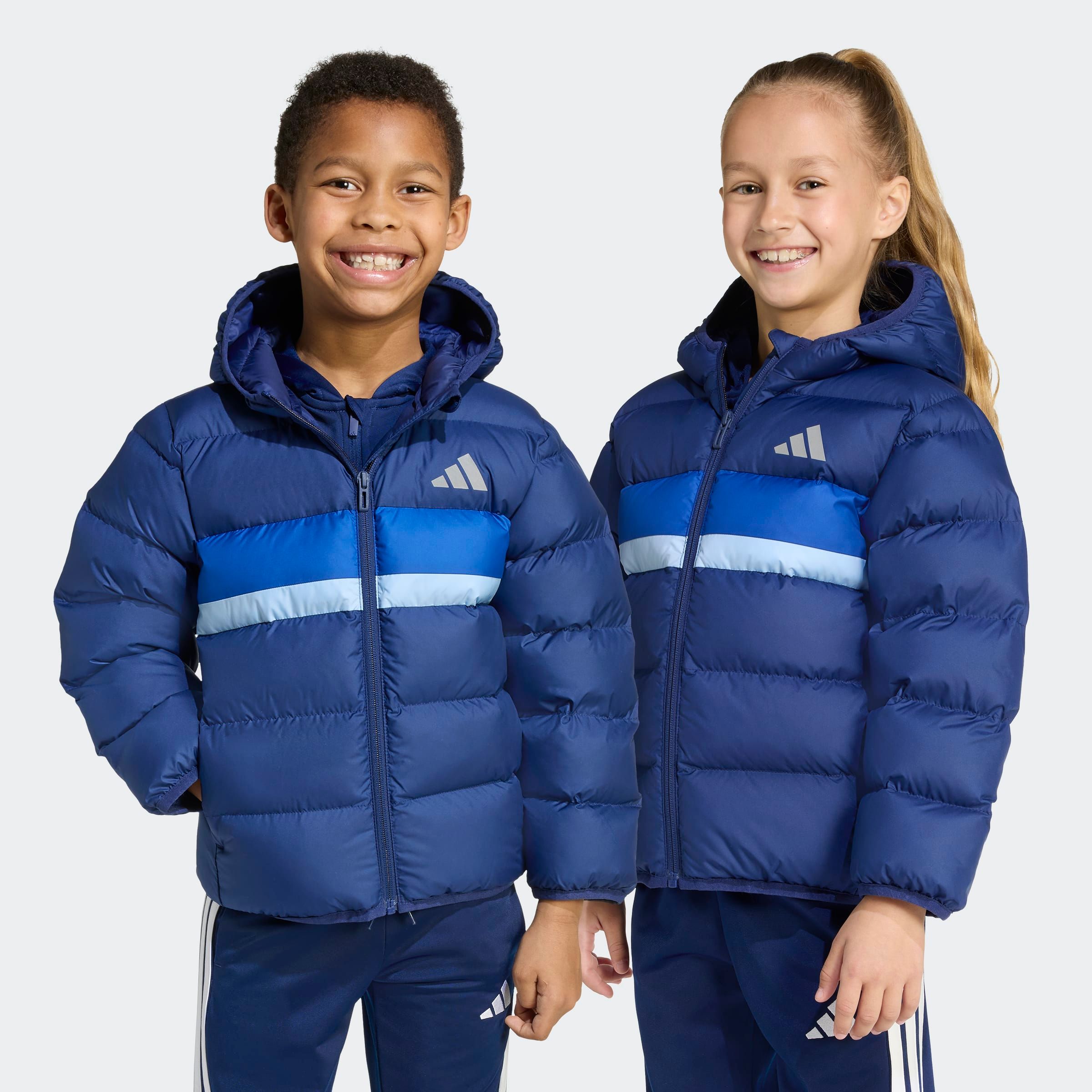 Steppjacke ADIDAS SPORTSWEAR "LK SD JKT", Kinder, Gr. 128, dunkelblau, royal blau, glow blau, Obermaterial: 100% Polyester. Wattierung: 100% Polyester, Jacken Image