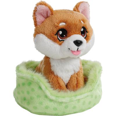 Kuscheltier NICI "Little Paws, Hund Shiba Inu, 12 cm, im Körbchen grün", braun, Plüschfiguren, KinderB:11cm H:12cm L:10cm, B:11cm H:12cm L:10cm Image