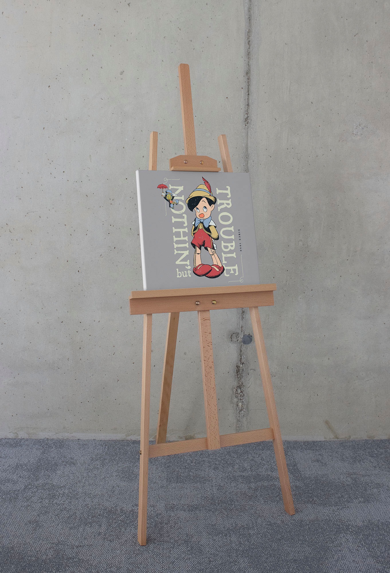 Leinwandbild KOMAR "Hey Pinocchio - Größe 40 x 40 cm", bunt (farbe rahmen: braun, farbe bild(er): bunt), B:40cm H:40cm T:2cm, Holz, Papier, Bilder, Keilrahmenbild mit Echtholzrahmen, Kinderzimmer Image