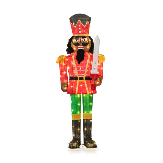 Costway 5 FT Lighted Christmas Nutcracker with Glitter Sword