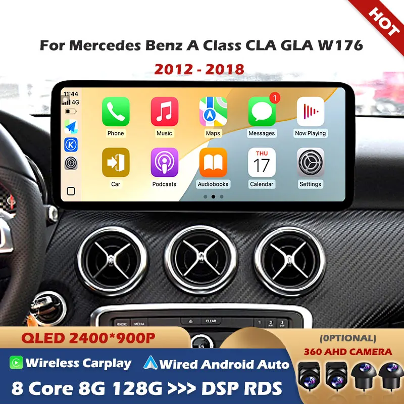 Pour Mercedes Benz classe A CLA GLA W176 2012 - 2018 Android 15 Navigation GPS autoradio lecteur multimédia QLED écran tactile 4G BT