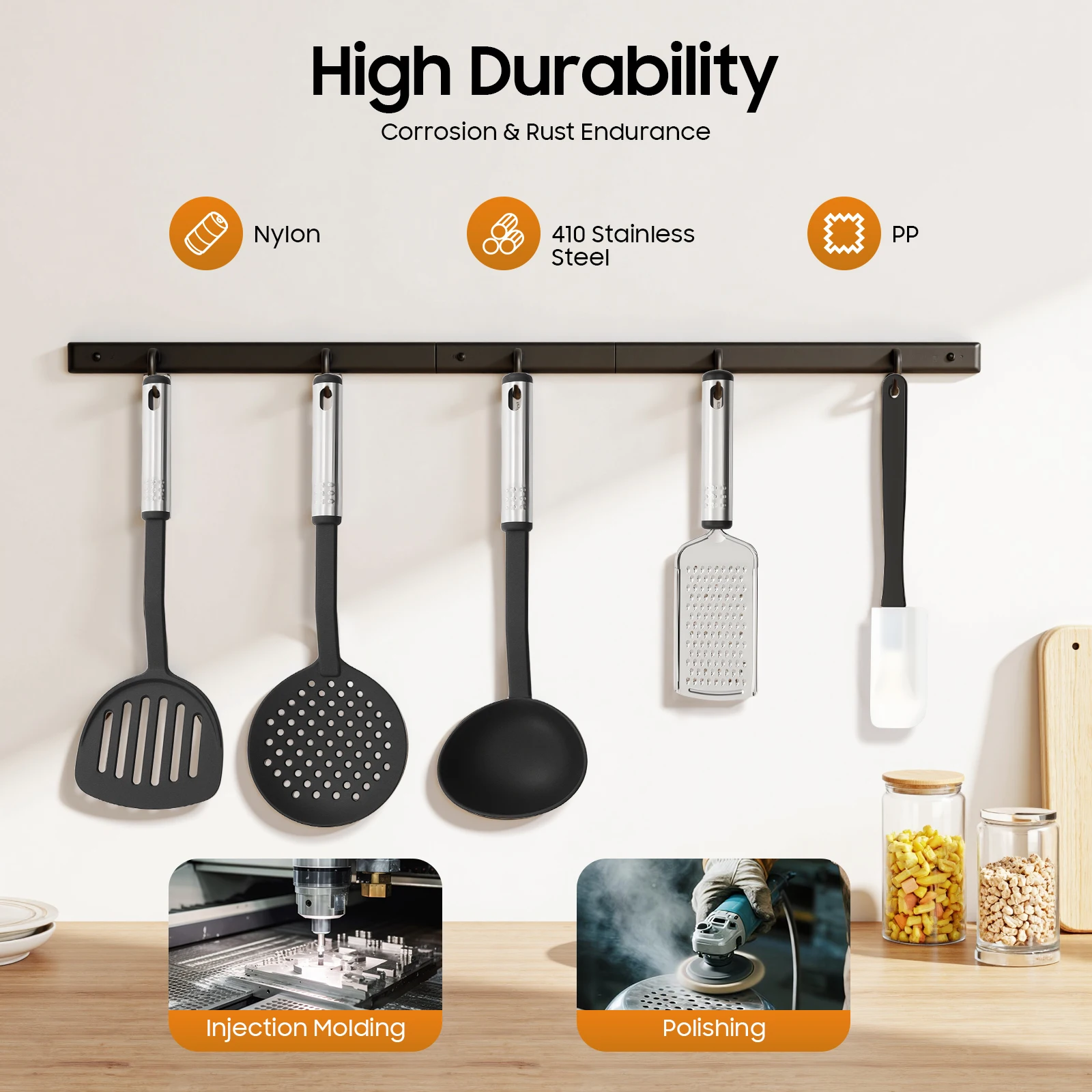 Ensemble d'ustensiles de cuisine 40 pièces, tête en Nylon anti-rayures, outils de cuisine avec cuillères à mesurer, tasses pour la cuisine de Restaurant à domicile