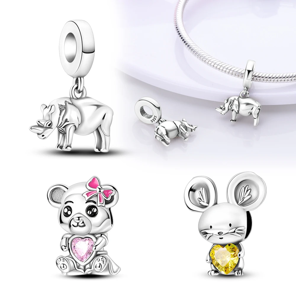 Charms Plata Nashorn Anhänger Silberfarben für Charms Silberfarben Original Armband für die Schmuckherstellung Image