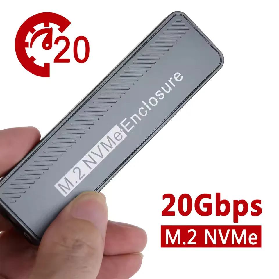 USB3.2 M.2 NVMe SSD Gehäuse 20 Gbit/s M.2 NVME SSD Gehäuse Typ-C M2 PCIE SSD Gehäuse Adapter für M.2 NVME 2230 2242 2260 2280 SSD Image