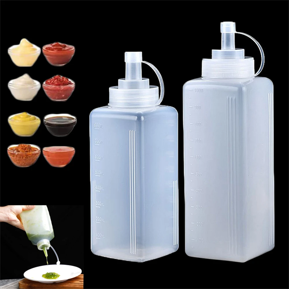 800/1000 ml Kunststoff Squeeze Sauce Flasche Großkaliber Dressing Flasche Gewürz Flasche Küche Gewürz Spender Gadgets