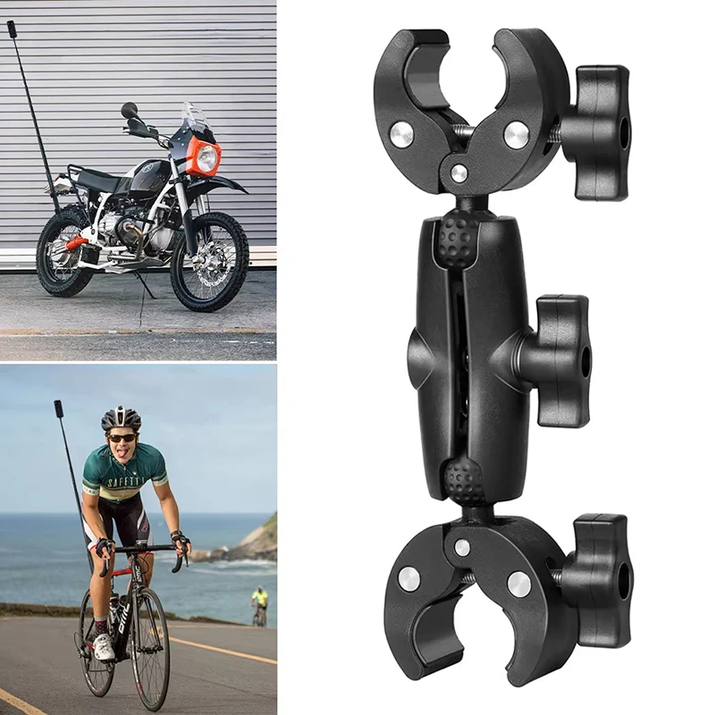 Doppel Kopf Super Clamp Kit Für Insta360 Motorrad Fahrrad Doppel Clip Krabben Clamp Halterung Für GoPro Action Kamera Zubehör Image