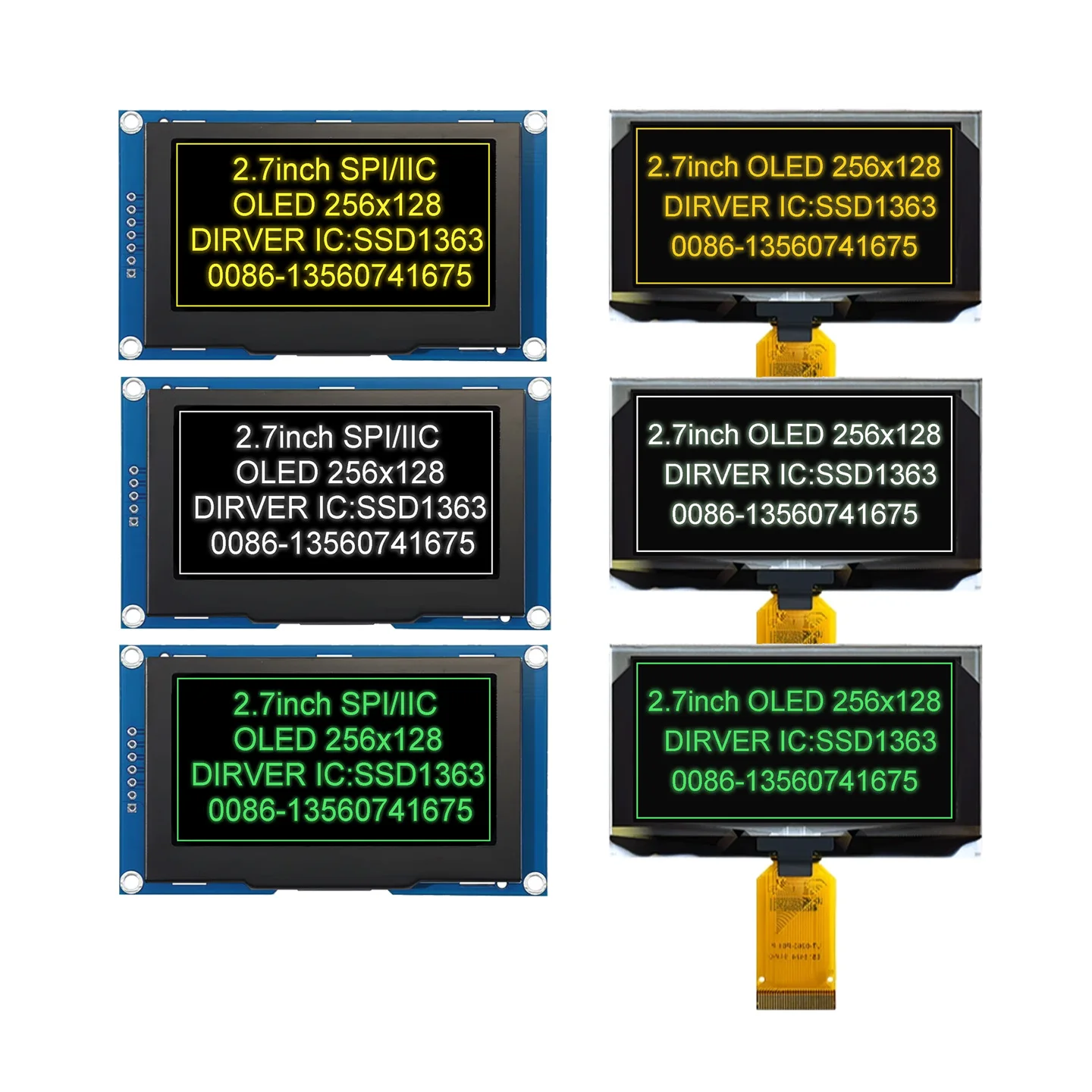 2,7 Zoll 256*128 OLED Display Bildschirm COG SPI IIC I2C schnittstelle 4PIN 7PIN 30PIN LCD Panel 256x128 Image