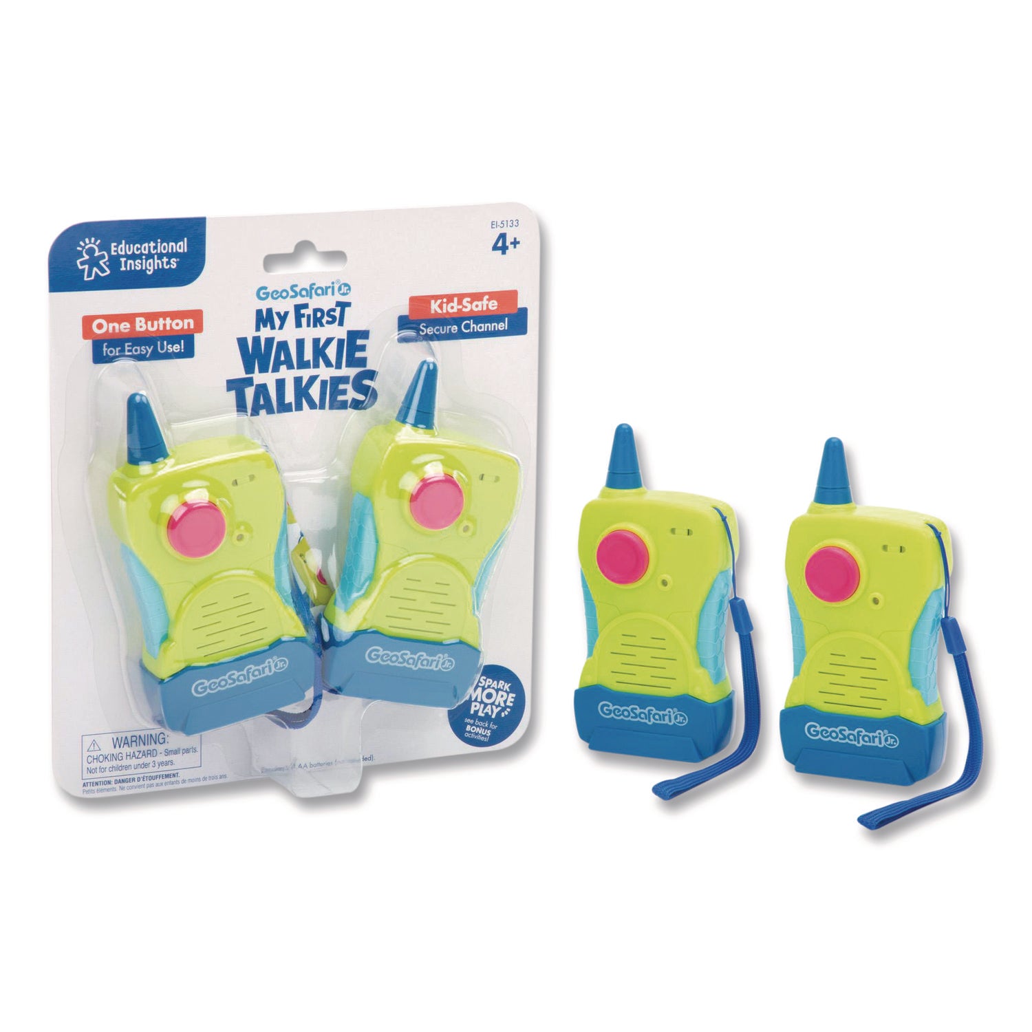 Educational Insights My First Walkie Talkies, Range: 300 ft, 8.9 x 7 x 1.2, Multicolor, 2 Walkie Talkies (EII5133) Each Educational Insights® Educatio