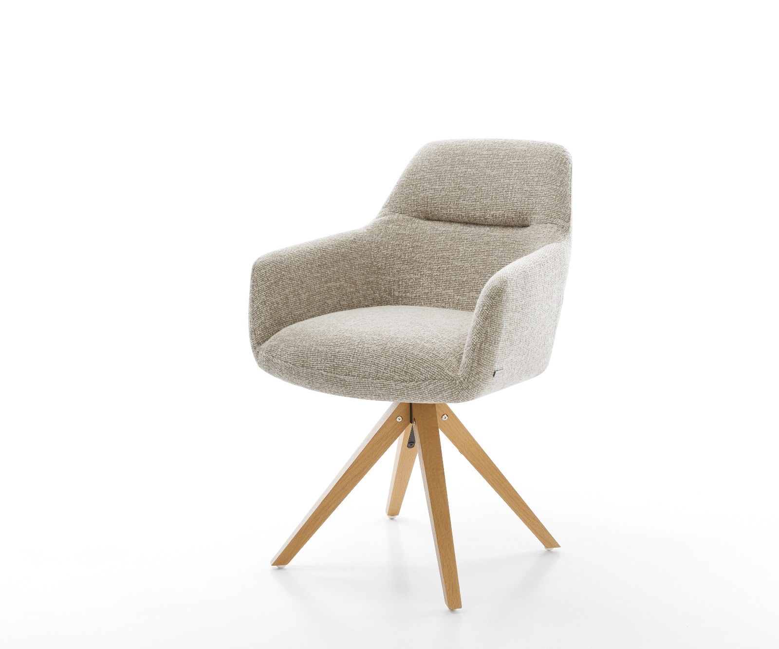 DELIFE Drehstuhl Pejo-Flex Webstoff Soft Beige Holzgestell kantig Natur 180° drehbar Taschenfederkern, Esszimmerstühle Image