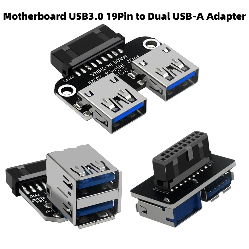 Scheda madre USB 3.0 da 19/20 pin a doppia porta USB-A Adattatore convertitore da pannello USB interno per espansione scheda madre del PC desktop