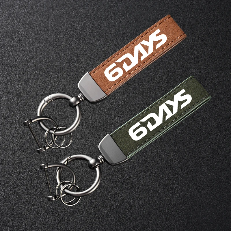 Für KTM 6 Days 250 300 450 500 EXC EXC-F XC-W Six Days Zubehör Hochwertiger Leder-Wildleder-Schlüsselanhänger, Motorrad-Schlüsselanhänger Image