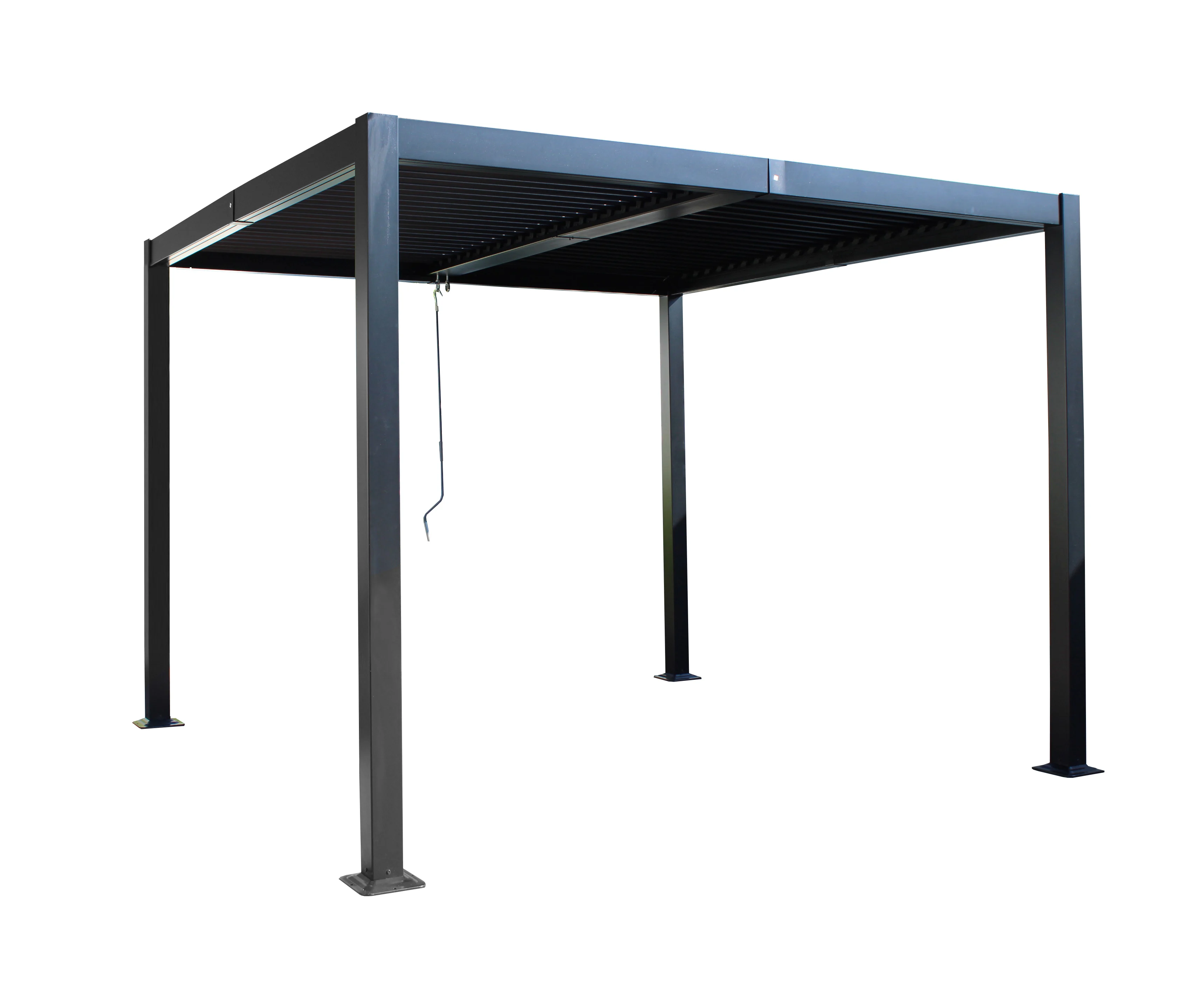 Aluminium Pergola 3x3 m mit verstellbarem Lamellendach wetterfest Terrassenüberdachung Gartenpavillon Outdoor Sonnenschutz stabil und modern – Schwarz Image