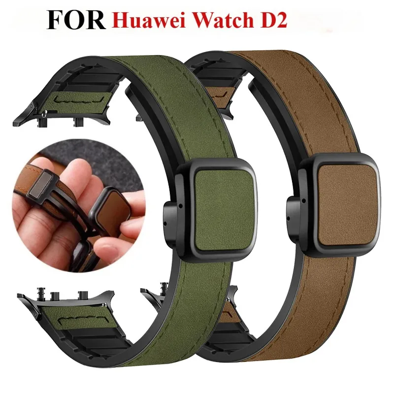 Leder Silikon Band für Huawei Uhr D2 Magnetische Sport Band Männer Frauen Armband Armband für Huawei Gesundheit Uhr D2 Band Image