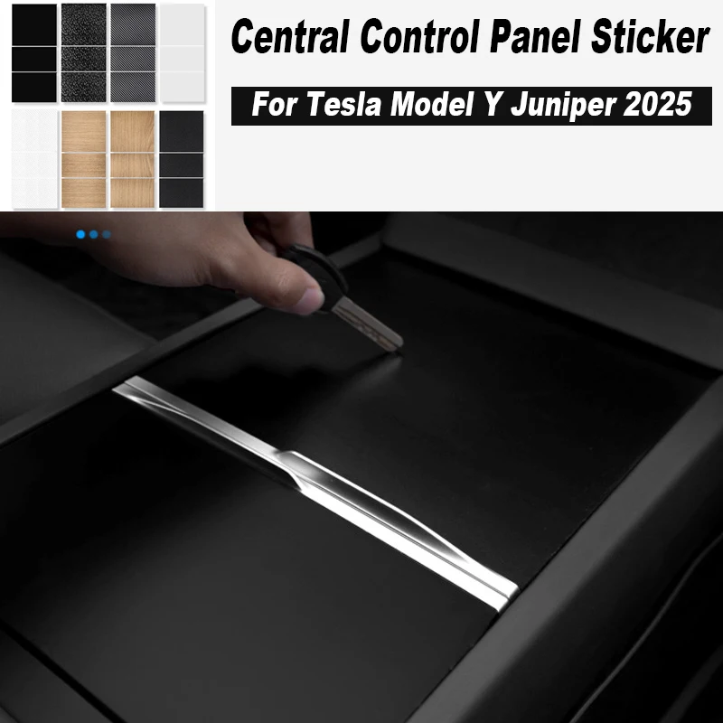 Für Tesla Model Y Mittagessen 2025, Holzmaserung, Film, Carbon, zentrale Bedienfeld-Aufkleber, Zubehör, Mittelkonsole, Auto-Innenteile Image