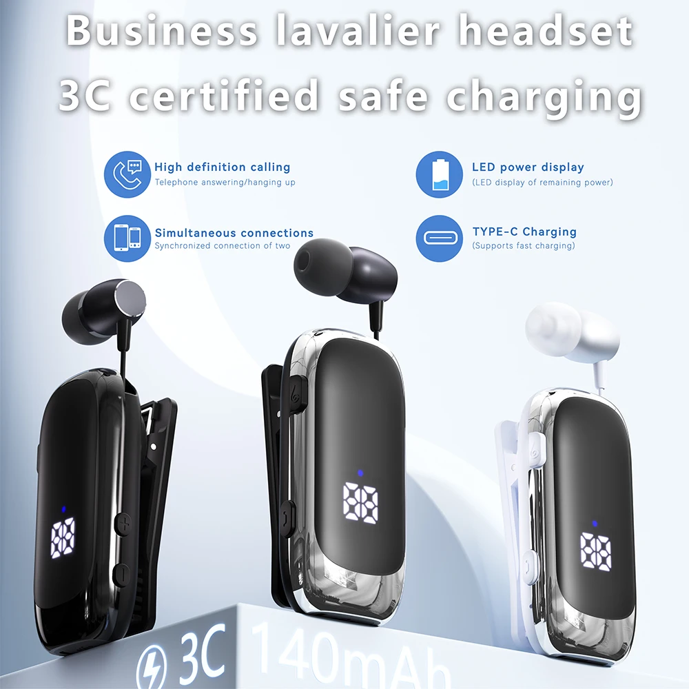 K88 Lavalier Business Bluetooth 5.4 Kopfhörer Talk Bluetooth-Headset Digitalanzeige Schnelllade-Kopfhörer Image