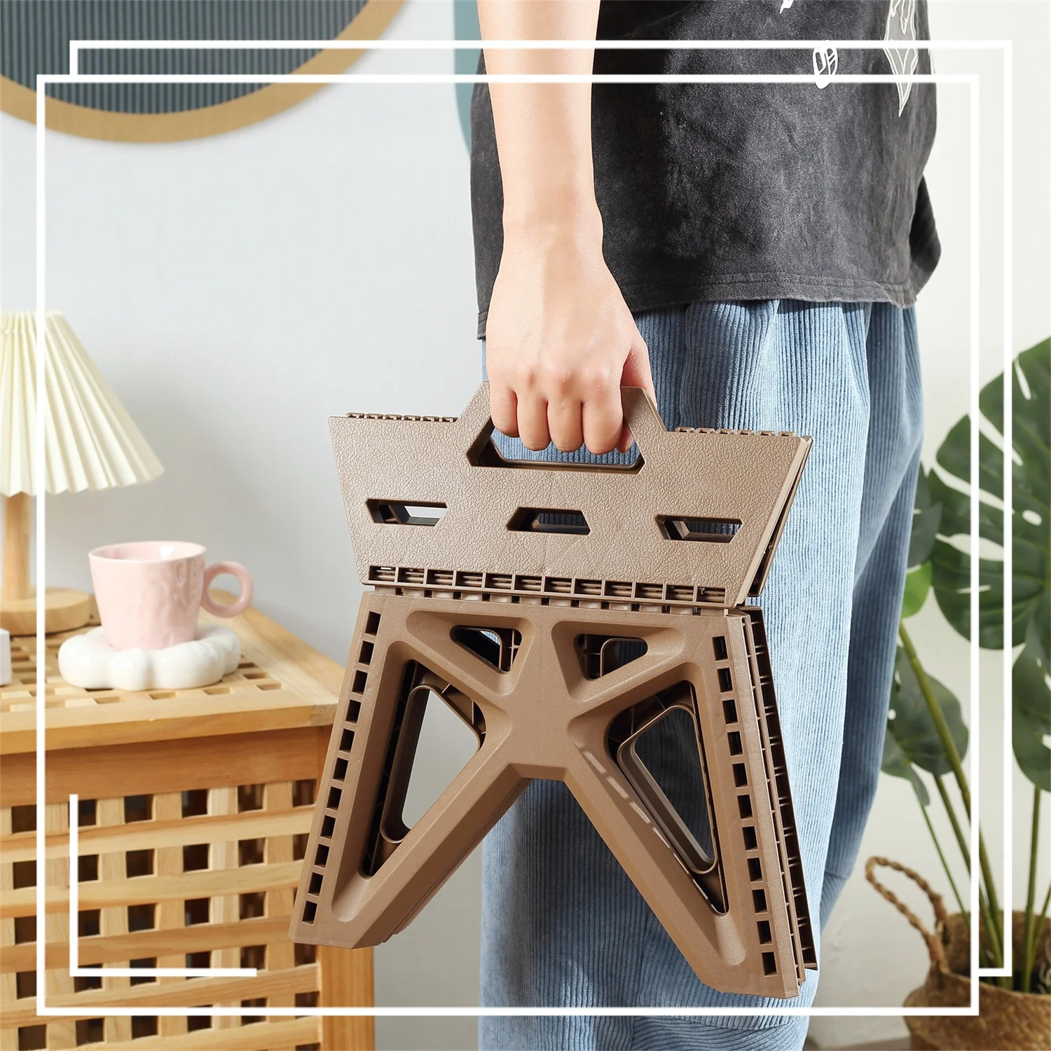 Kleiner Hocker für den Außenbereich, tragbarer Klapphocker, hohe Tragfähigkeit, langlebig, kleiner Stuhl, Angelhocker, Strandhocker, Campinghocker