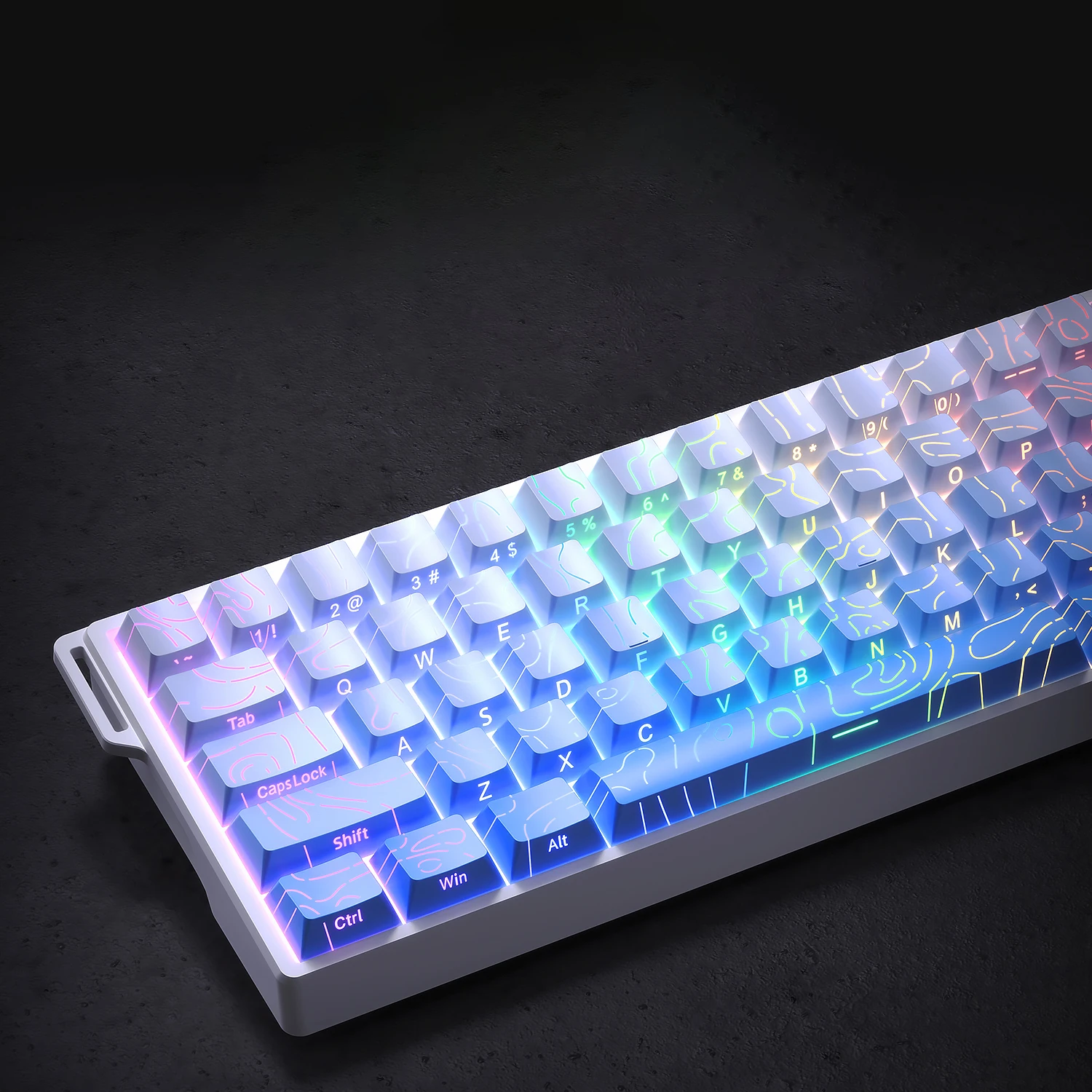 134 Tasten Blue Contour Side Print RGB-Tastenkappen mit Hintergrundbeleuchtung Double Shot PBT-Tastenkappen Kirschprofil für mechanische MX-Switches-Tastatur Image